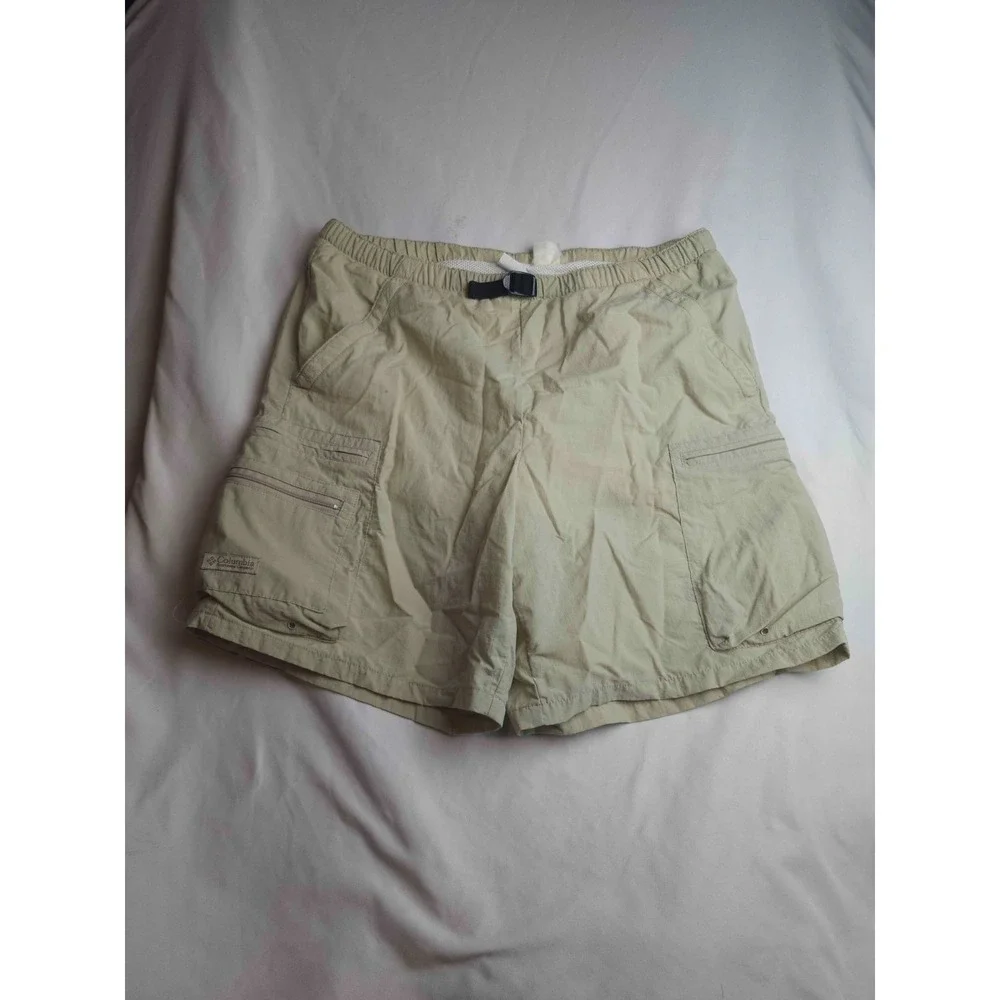 Columbia Sportswear Utility Cargo Shorts Mens Medium Tan Adjustable Waist Hiking